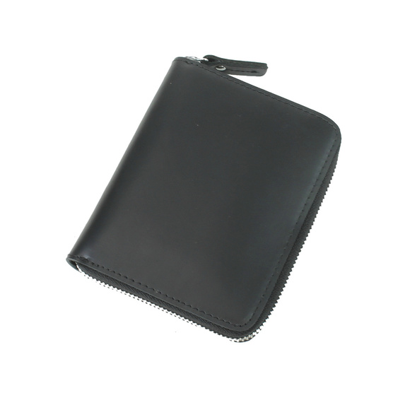Cowhide Leather Medium Zipper Wallet B35BLK